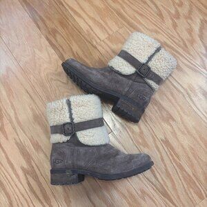 UGG Blayre II Lodge Leather Fur Boots US6.5 Womens Shearling Winter Snow Boot